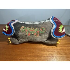 Vintage Chinese Folk Embroidered Tiger‎ Head Pillow Handmade velvet & Corduroy